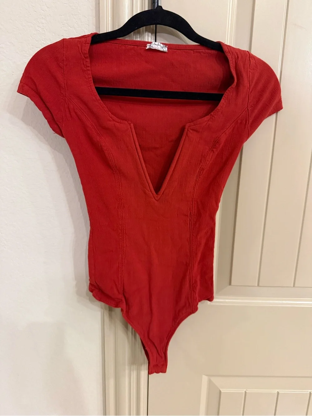 Free people bodysuit deep conversations terracotta sunset short sleeve thong XS